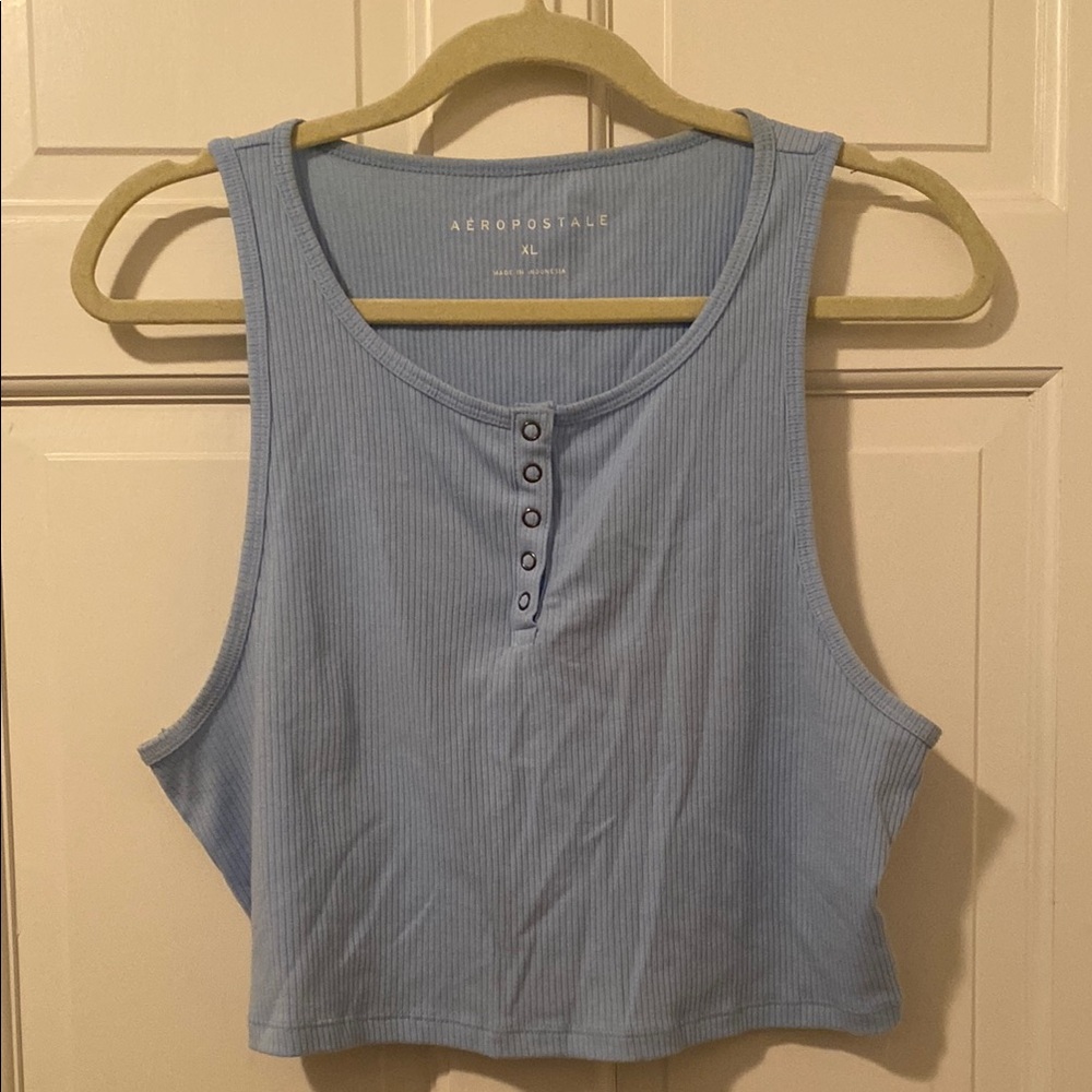 Aeropostale Blue Sleeveless Polo Crop Tank
